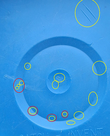 Wham-O Frisbee®—3 Mold—Blue—Pat. Pend. on Esker—No T.M. Script—Extra Mold Flaws