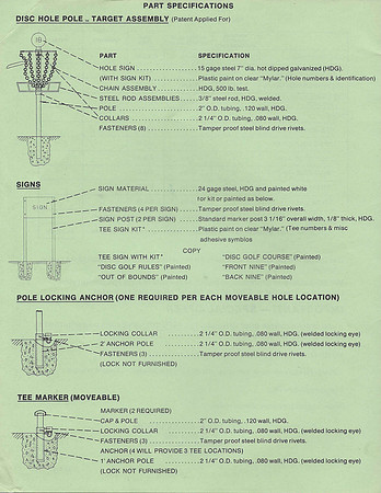 #102—Lyle Jensen—DGA Pole Hole Spec & Price List—Side A