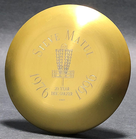 Aluminum Mini—1996 Disc Golfer Commemorative Mini—Steve Matul, 20 Years—Gold