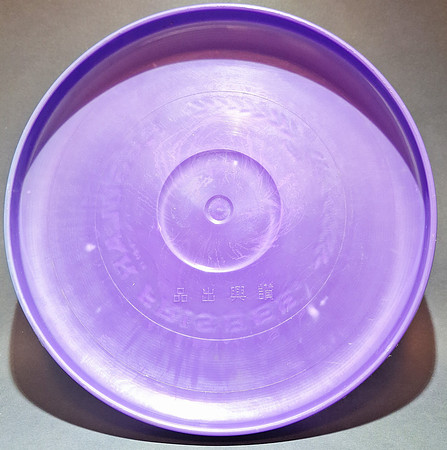 Hong Kong Knock-off—Regular Frisbee® Flying Disc—Purple—Laurels®—No T.M. Scrip—Bottom