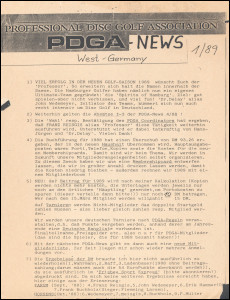 PDGA News-West Germany Jan 1989