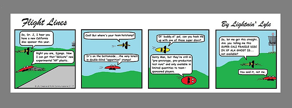 Cartoon Art—Flight Lines—"Super Cali Fragile Disc In XP Ala Ghost Is"—Lightnin' Lyle