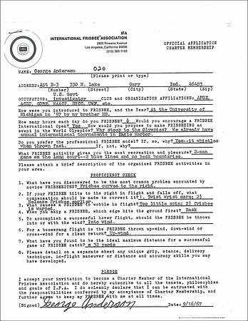 #020—George Anderson—IFA Charter Member Application (9-16-67)