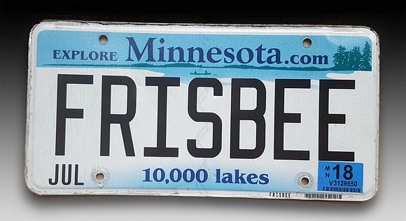 License Plate—FRISBEE, Minnesota—Style 4
