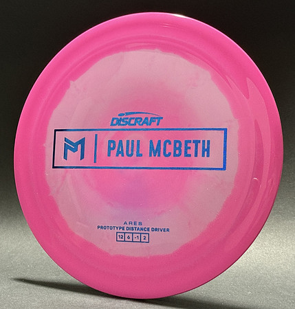 Ares, ESP—Paul McBeth Prototype—Pink-White Swirl—Metallic Blue