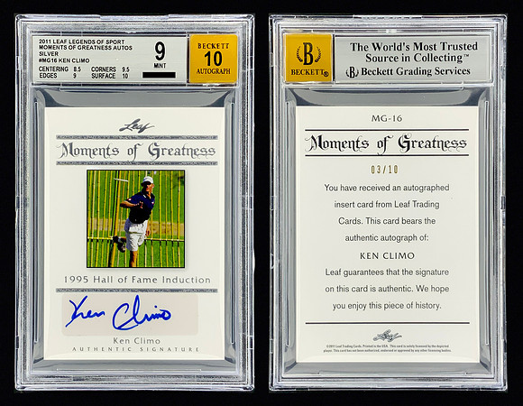 2011—Leaf Legends of Sport Moments of Greatness Autographs Silver—#MG16—Ken Climo