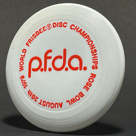 1979 World Frisbee Championships—Wham-O Mini—P.F.D.A.—White—Orange