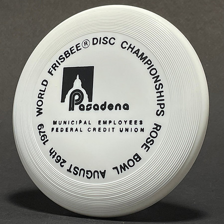 1979 World Frisbee Championships—Wham-O Mini—Pasadena FCU—White—Black