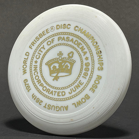 1979 World Frisbee Championships—Wham-O Mini—City of Pasadena—White—Gold