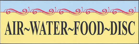 Air~Water~Food~Disc—Yellow, Black, Red, Light Blue