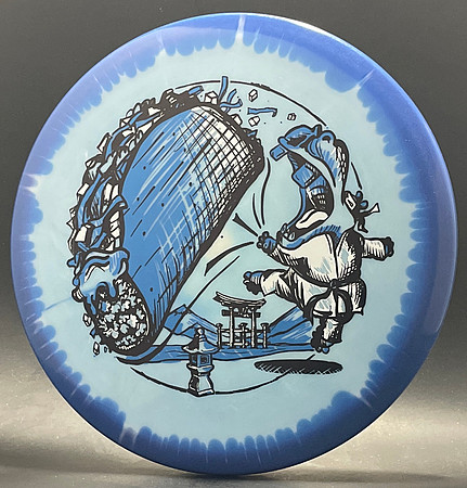 Jeffrey Seffonich—"Ninja Tacopotamus"—Innova Roc3—Blue Swirl—Metallic Blue, Blue, White