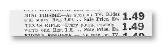 1969, 03/15—Wham-O Mini Frisbee—Irwin Toys—The Province