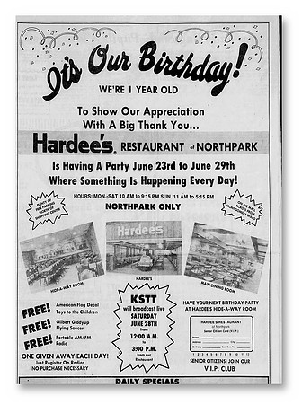 1975, 06/22—Gilbert Giddyup’s Flying Saucer—Hardee’s—Quad-City Times