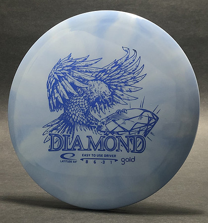 Diamond, Gold—Blue-White Swirl—Metallic Blue