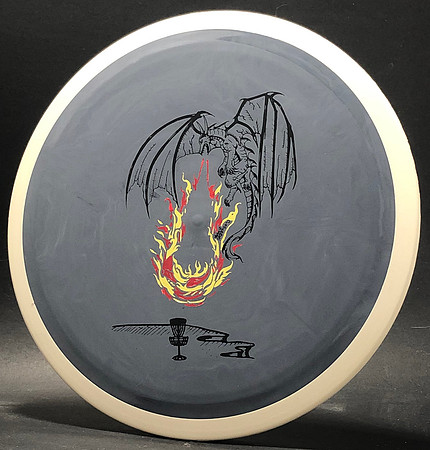 Amy Anderson—"Dragon"—Axiom Fireball—Grey, White Rim—Black, Gold, Red Art