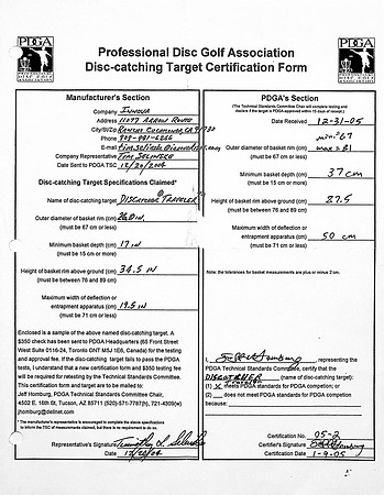 2005-1-9—Innova Discatcher Traveler—Approval Form