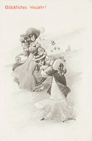 Happy New Year Postcard—Flying Disc Game—S. Hruby