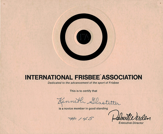 145—Kenneth Glastetter—IFA Membership Certificate