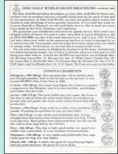 Disc Golf World Sales Brochure—Spring 1990 thumb