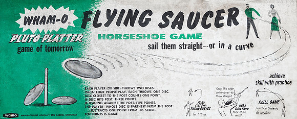Wham-O—Pluto Platter Flying Saucer Horseshoe Game—1st Style—Label