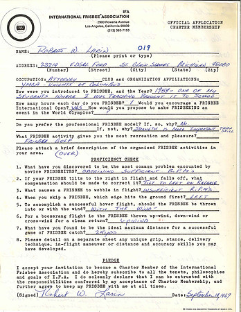 #019—Robert Larin—IFA Charter Member Application (9-14-67)