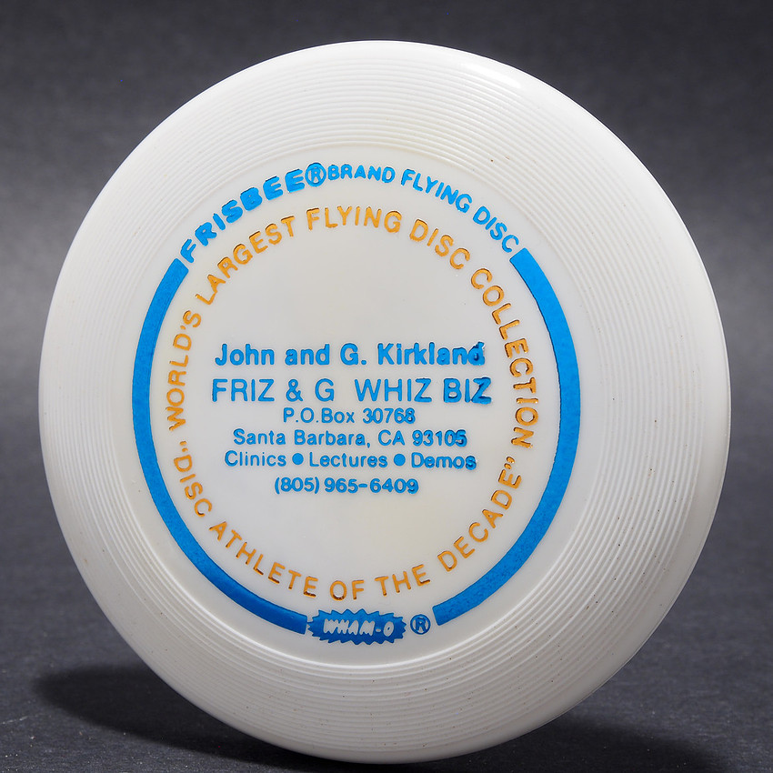 John and G. Kirkland FRIZ & G WHIZ BIZ—Wham-O Mini—White—Copper, Metallic Blue