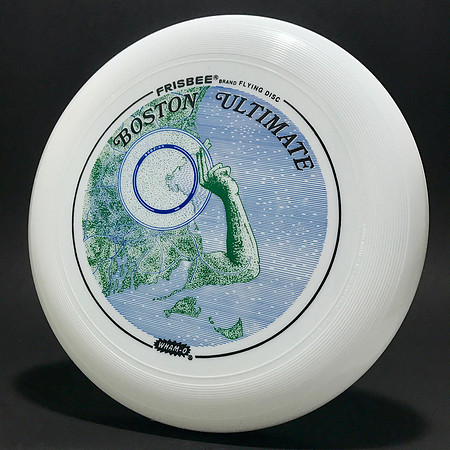 Boston Ultimate—Wham-O 82E Mold—White—Black, Green, Blue