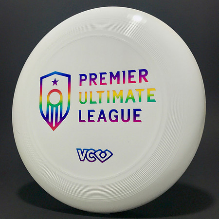 Premier Ultimate League—Discraft Ultra-Star—White—Narrow Rainbow Metallic