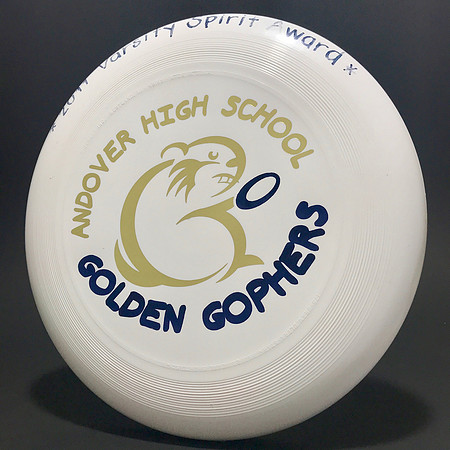 Andover High Golden Gophers—Discraft Ultra-Star—White—Gold, Blue