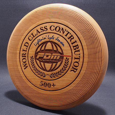 Lightnin' Lyle Jensen—FDM World Class Contributor Level—Laser Etched Wood—Blue, Red