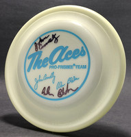 "The Aces" Pro Frisbee Team, Signatures—Wham-O FB3 Mold—White—Turquoise