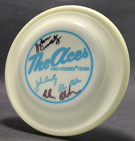 "The Aces" Pro Frisbee Team, Signatures—Wham-O FB3 Mold—White—Turquoise