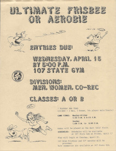 Iowa State University Ultimate Frisbee or Aerobie Intramurals Flyer—1989