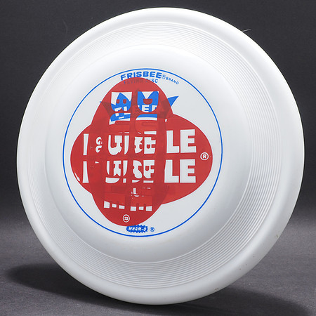 Double Bubble—Wham-O FB12 Mold—White—Red, blue Double Stamp