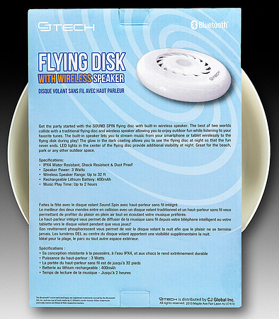 CJ Tech—Sound Spin Flying Disk—Glow—Package Back