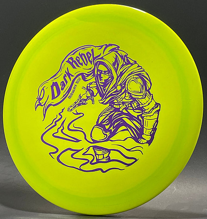 Fairway Disc, Star—Dark Rebel—Yellow-Green Swirl—Metallic Purple