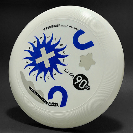 Skyhawks Withur—Whamo-O 82E Mold—White—Blue, Black, Silver