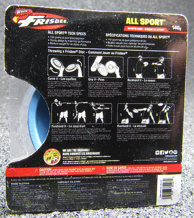 Wham-O—All Sport Disc—Blue—Blue, White—Back Packaging
