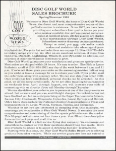 Disc Golf World Sales Brochure—Spring-Summer 1991 thumb