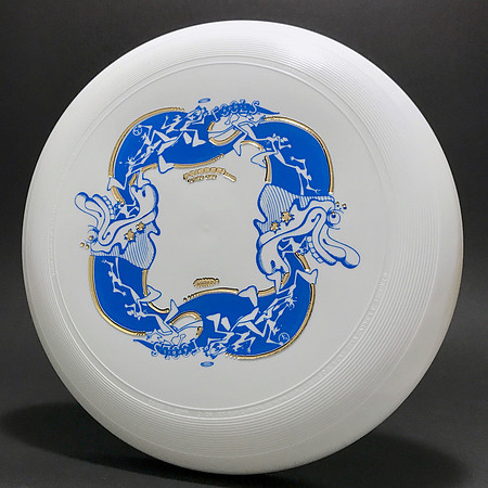 April Fools Fest, 1985 (8th)—Wham-O 80E Mold—White—Gold, Blue