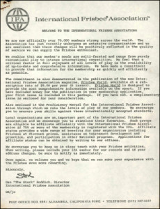 IFA Membership Letter & original Manuals and Rules Fall 1975