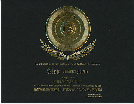 69029-Al Bonopane-Frisbee Master Wall Certificate