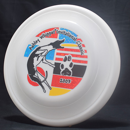 Ashley Whippet Classic ,2003 —Wham-o 16 Mold—White—Metallic Blue, Red, Yellow, Black                  mpionships