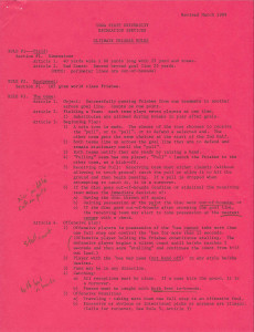 Iowa State University Recreation Services Ultimate Frisbee Rules—Mar 1989