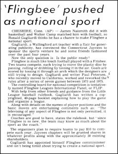 Flingbee pushed as national sport                                                     New Britain Herald—Oct 4, 1977