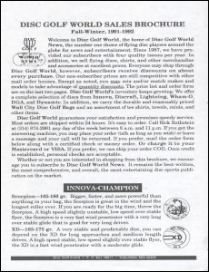 Disc Golf World Sales Brochure—Fall-Winter 1991-1992 thumb