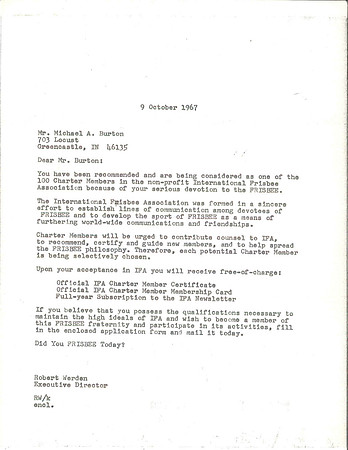 #030—Michel Burton—IFA Charter Member Invitation letter
