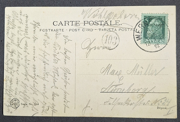 Postcard—Women throw flying discs—Sergius Hruby—Back