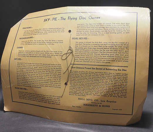 Hall Mfg.—Sky-Pie—Red—Package (1949)—Back