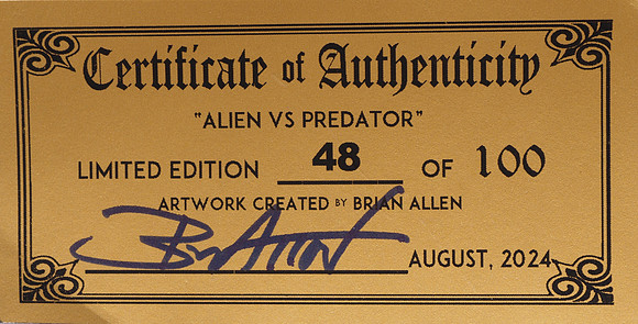 Brian Allen—"Alien vs Predator"—Discraft Buzzz—Black—Supercolor™ Full Foil—Bottom—COA